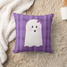 Ghost Ghoul Lila Kariertes Halloween-Kissen Kissen