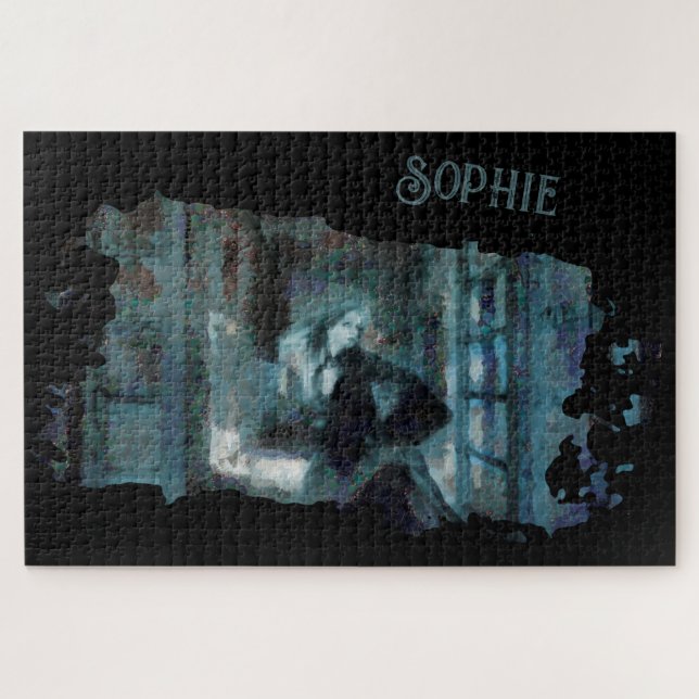 Ghost Girl in Blue – Haunting Surreal Art (Horizontal)