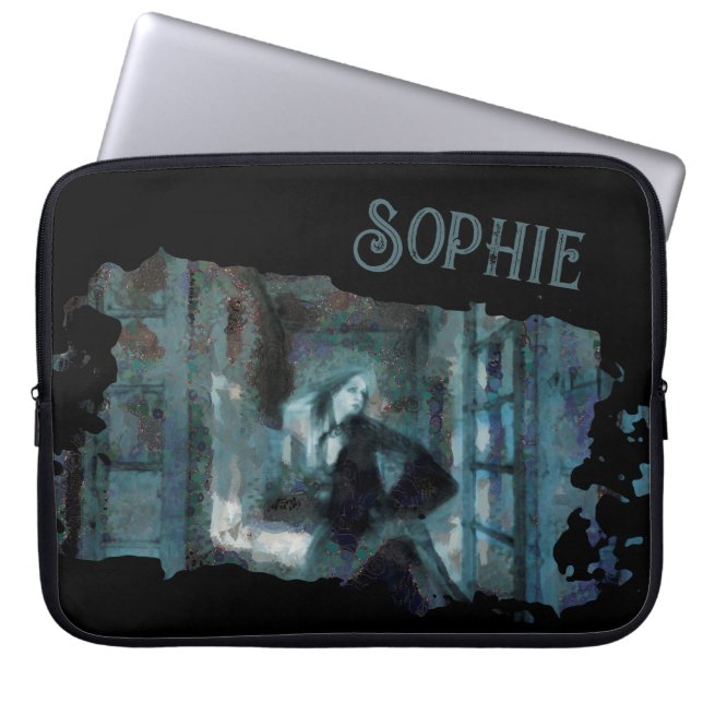 Ghost Girl in Blue – Haunting Surreal Art Laptopschutzhülle (Vorderseite)
