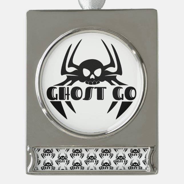 Ghost Go Spooky Jahreszeit Banner-Ornament Silber (Vorderseite)