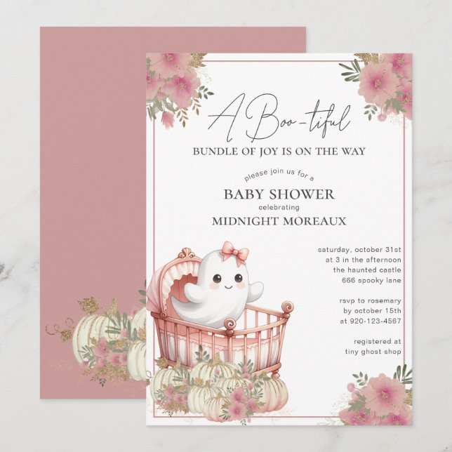 Ghost Halloween Baby Shower Einladung (Vorne/Hinten)