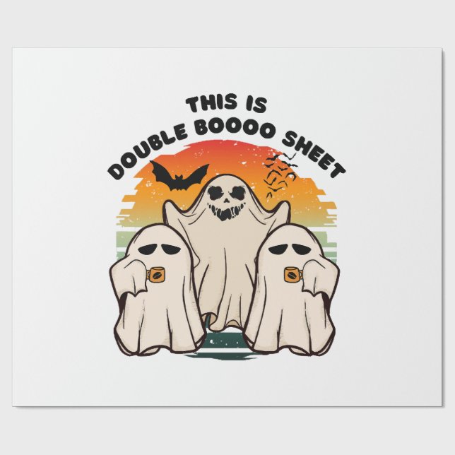 Ghost Halloween Costume Funny Boo Geschenkpapier (Flach)