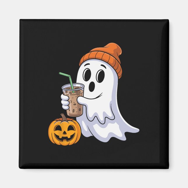 Ghost Halloween Drink Kaffee Geist Eiskaffee P Magnet (Vorne)