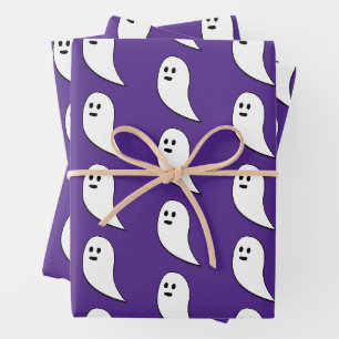 Ghost Halloween lila niedliches Muster Geschenkpapier Set