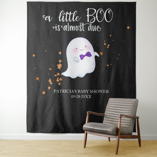 Ghost Halloween Little Boo Babydusche Hintergrund Wandteppich (Beispiel)