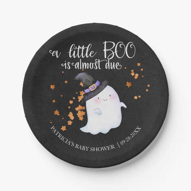 Ghost Halloween Little Boo Girl Babydusche Pappteller (Vorderseite)