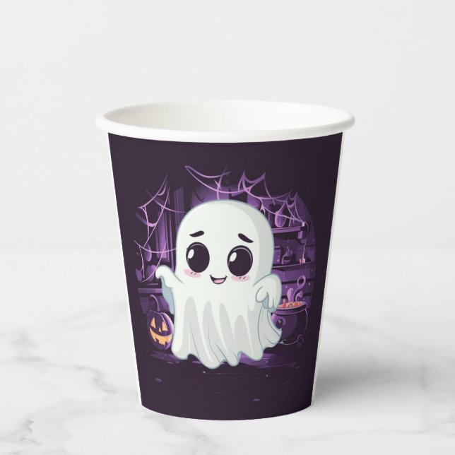 Ghost Halloween Niedlich Illustrations Paper Cup Pappbecher (Vorderseite)