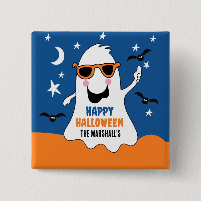 Ghost Halloween Niedliche Kinder Button (Vorderseite)