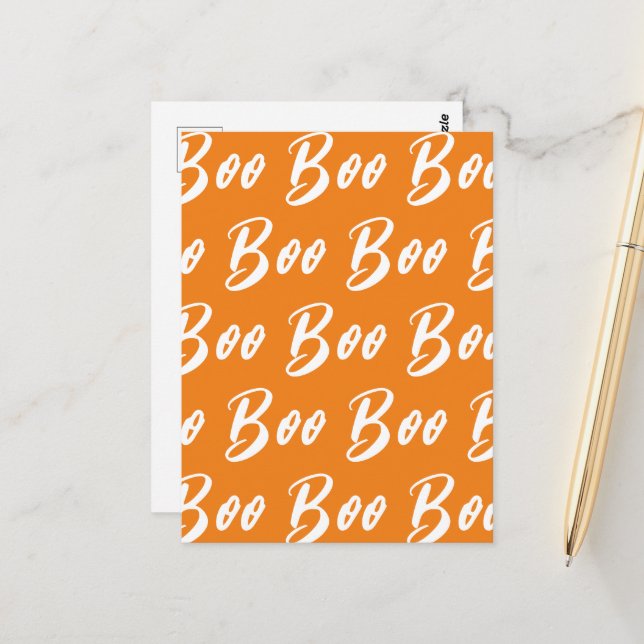 Ghost Halloween-Orange-Boottextmuster Postkarte (Vorderseite/Rückseite Beispiel)