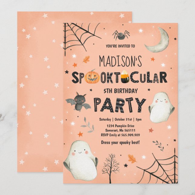 Ghost Halloween Party Spooktacular Party Einladung (Vorne/Hinten)