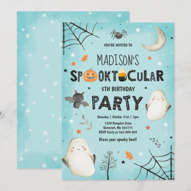 Ghost Halloween Party Spooktacular Party Einladung (Vorne/Hinten)