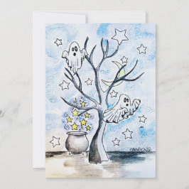 Ghost Halloween Print Feiertagskarte