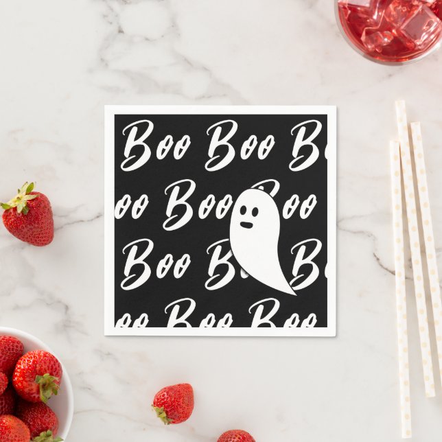 Ghost Halloween Schwarz-Weiß-Boom-Muster Serviette (Beispiel)