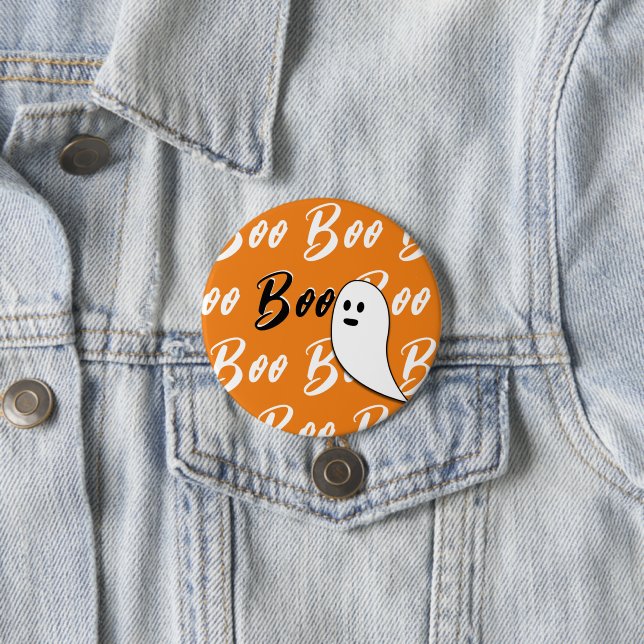 Ghost Halloween Schwarz-weiß-Orangenbob Button (Beispiel)