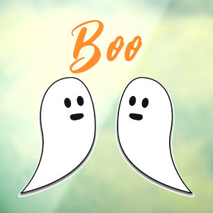 Ghost Halloween Schwarz-weiß-Orangenbob Fensteraufkleber