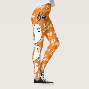 Ghost Halloween Schwarz-weiß-Orangenbob Leggings