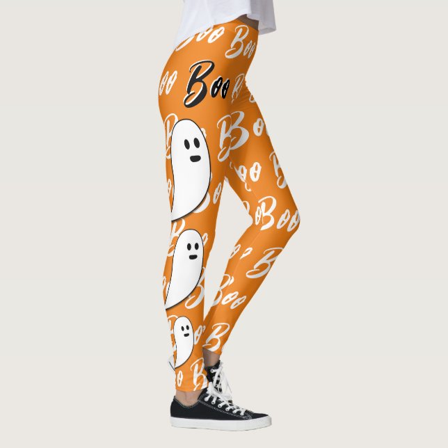 Ghost Halloween Schwarz-weiß-Orangenbob Leggings (Rechts)