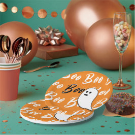 Ghost Halloween Schwarz-weiß-Orangenbob Pappteller