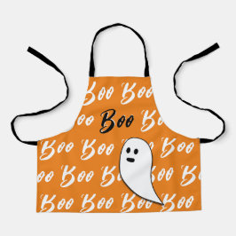 Ghost Halloween Schwarz-weiß-Orangenbob Schürze