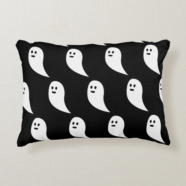 Ghost Halloween Schwarz-weißes niedliches Muster Dekokissen (Vorderseite)
