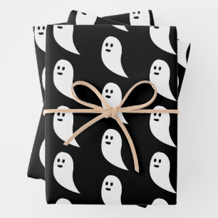 Ghost Halloween Schwarz-weißes niedliches Muster Geschenkpapier Set