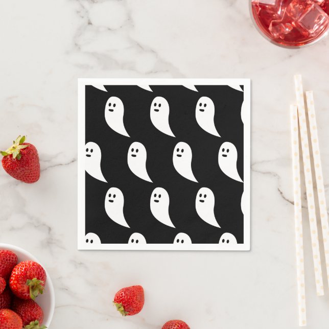 Ghost Halloween Schwarz-weißes niedliches Muster Serviette (Beispiel)