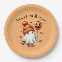 Ghost Happy Halloween Party Paper Plate