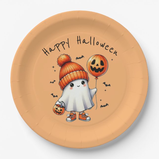 Ghost Happy Halloween Party Paper Plate Pappteller (Vorderseite)