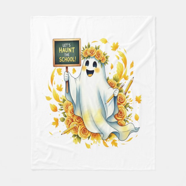 Ghost Haunt School Halloween Fleecedecke (Vorderseite)