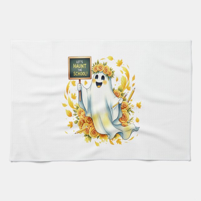 Ghost Haunt School Halloween Geschirrtuch (Horizontal)