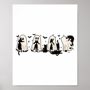 Ghost Holding Black Cat Funny Halloween Cat Liebha Poster