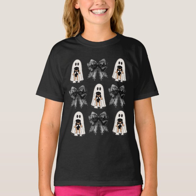 Ghost Holding Rottweiler Welpe und Coquettes T-Shirt (Vorderseite)