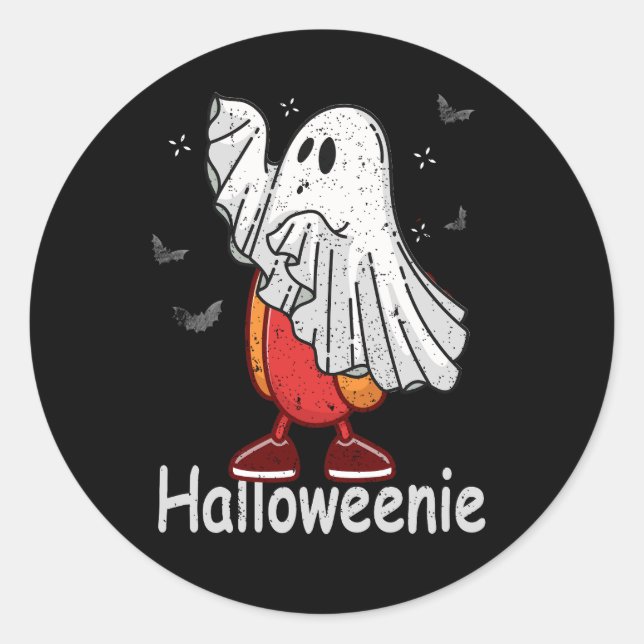 Ghost Hot Dog Halloweenie Kostüm Funny Food Hallo Runder Aufkleber (Vorderseite)