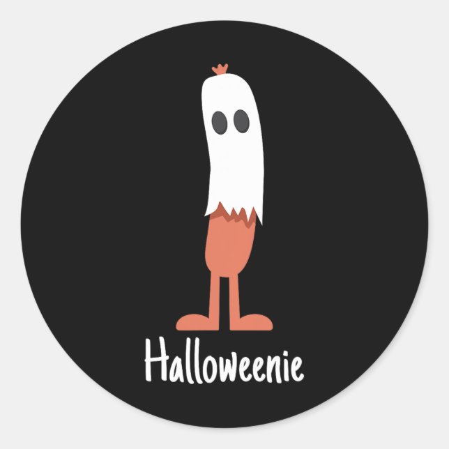 Ghost Hot Dog Halloweenie Kostüm Spaß Nahrung Hall Runder Aufkleber (Vorderseite)