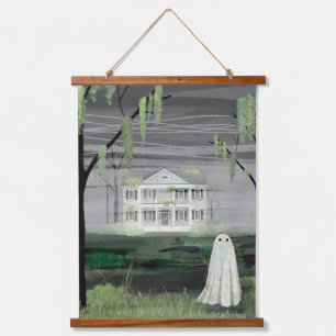 Ghost House Wandteppich Mit Holzrahmen