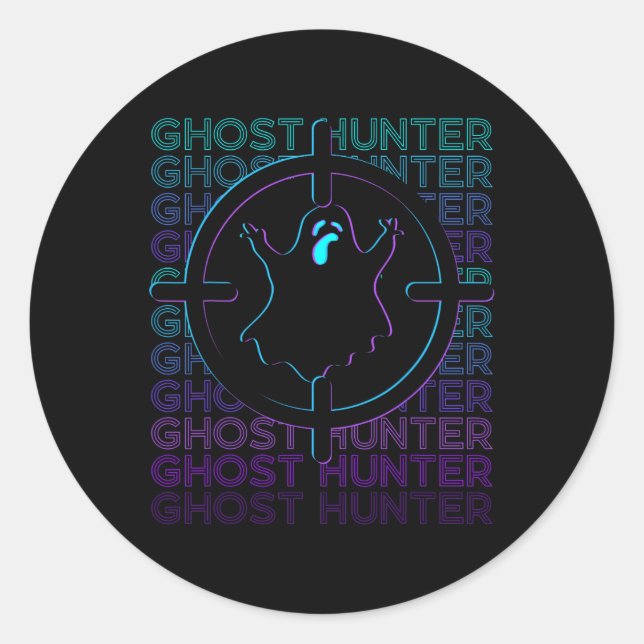 Ghost Hunter Ghost Jagd Retro Runder Aufkleber (Vorderseite)