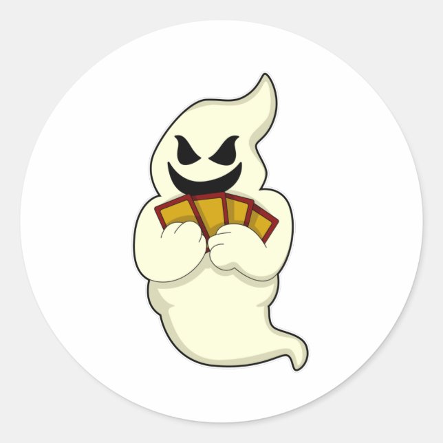 Ghost im Poker mit Poker-Karten Runder Aufkleber (Vorderseite)