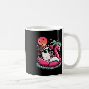 Ghost in Lifebuoy Flamingo auf einem Pool schwimme Kaffeetasse