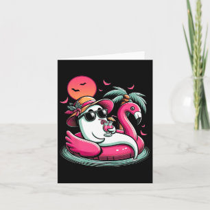 Ghost in Lifebuoy Flamingo auf einem Pool schwimme Karte