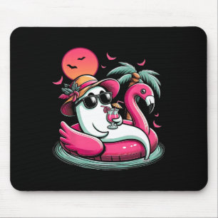 Ghost in Lifebuoy Flamingo auf einem Pool schwimme Mousepad