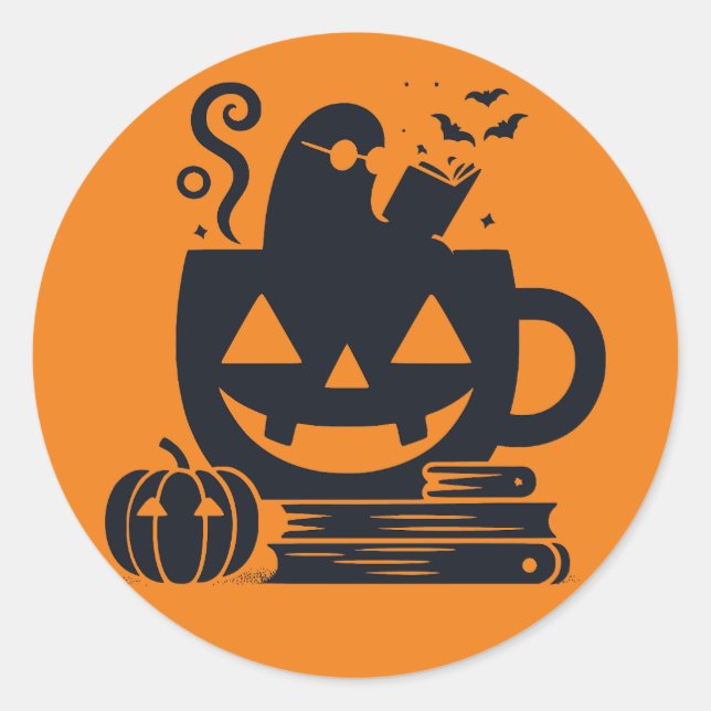 Ghost in Pumpkin-Tasse Sticker (Vorderseite)