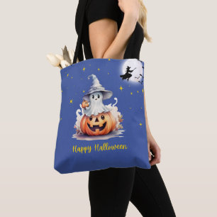 Ghost Jack-O' Lantern Full Moon Stars Halloween Tasche