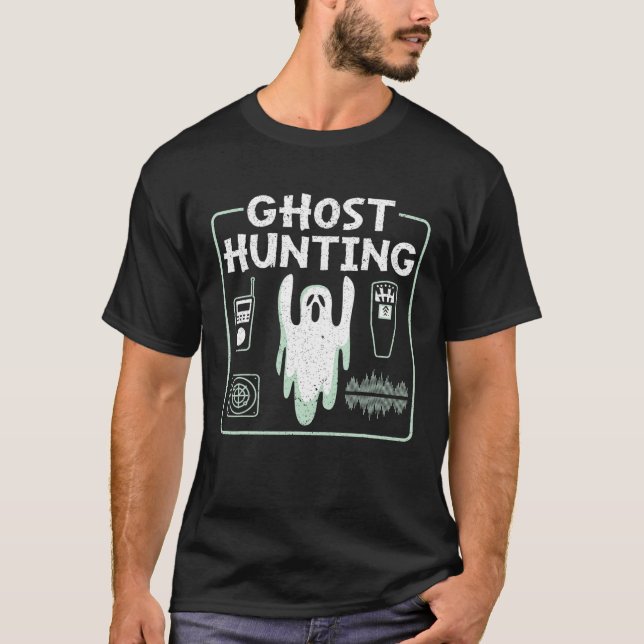 Ghost Jagd Halloween Jahreszeit Spooky Trick oder  T-Shirt (Vorderseite)