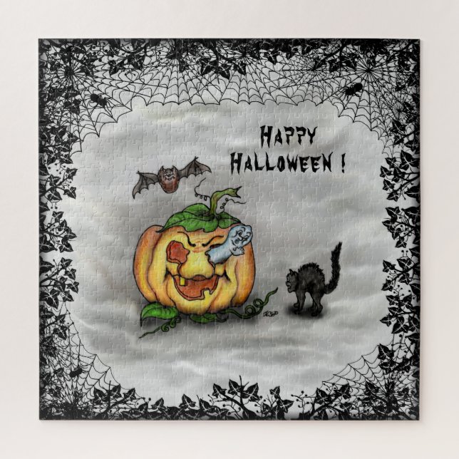 Ghost , Katze , Bat and Pumpkin , Glückliches Hall (Vertikal)