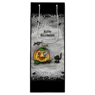 Ghost , Katze , Bat and Pumpkin , Glückliches Hall Geschenktüte Für Weinflaschen