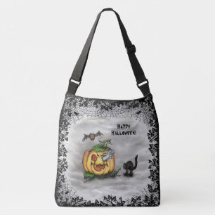 Ghost , Katze , Bat and Pumpkin , Glückliches Hall Tragetaschen Mit Langen Trägern