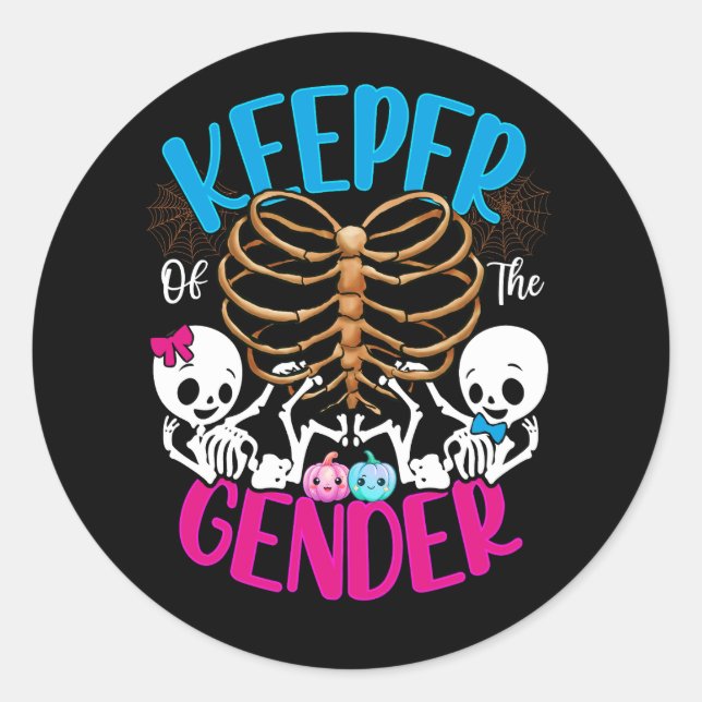 Ghost Keeper of the Gender Reveal Announcement Hal Runder Aufkleber (Vorderseite)