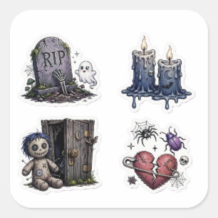 Ghost Kerze Voodoo Puppe Gebrochenes Herz Dunkle A Quadratischer Aufkleber