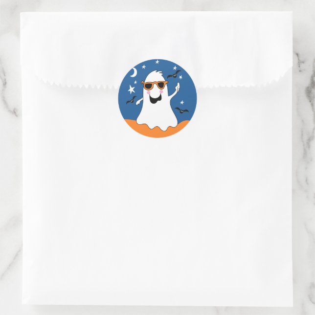 Ghost Kids Niedliche Halloween und Fledermäuse Runder Aufkleber (Tasche)
