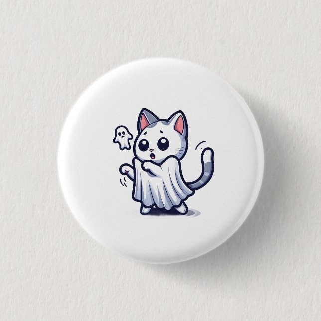 Ghost Kitty Halloween-Kostüm Button (Vorderseite)